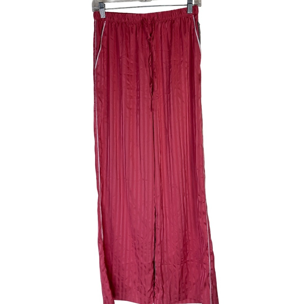 Auden Sleepwear Pants Womens Small Pink Satin Stripe Luxury Wide Leg Pajama New